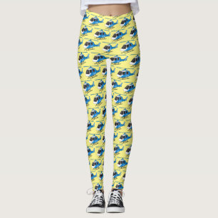 Cute police department helicopter chopper cartoon leggings