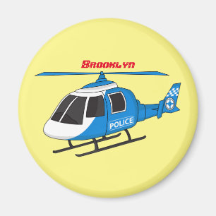 Cute police department helicopter chopper cartoon magnet