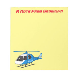 Cute police department helicopter chopper cartoon notepad