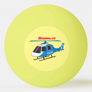 Cute police department helicopter chopper cartoon ping pong ball