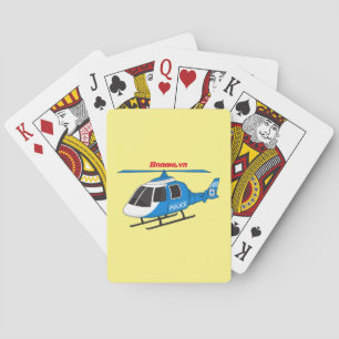 Cute police department helicopter chopper cartoon playing cards