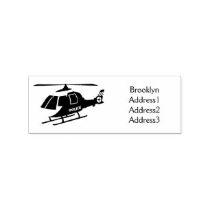Cute police department helicopter chopper cartoon rubber stamp