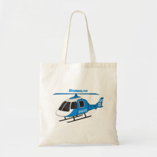 Cute police department helicopter chopper cartoon tote bag