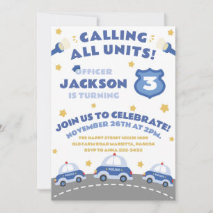Cute Police Invitation for Birthday Officer Patrol