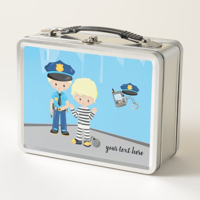 Cute Police Officer Metal Lunch Box (Front)