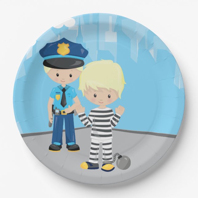 Cute Police Officer Paper Plate (Front)