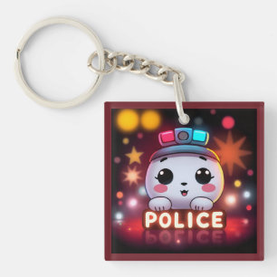 Cute Police Squad – Adorable Patrol Design Key Ring