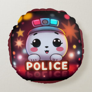 Cute Police Squad – Adorable Patrol Design Round Cushion