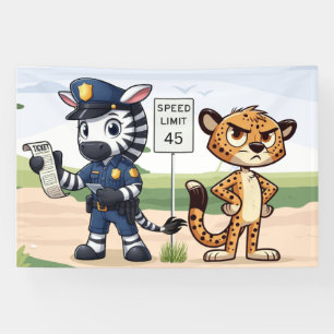 cute police zebra & cheetah banner