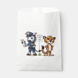 cute police zebra & cheetah favour bag