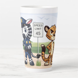 cute police zebra & cheetah latte mug