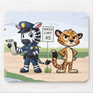 cute police zebra & cheetah mouse pad