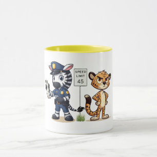 cute police zebra & cheetah mug