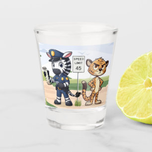 cute police zebra & cheetah shot glass