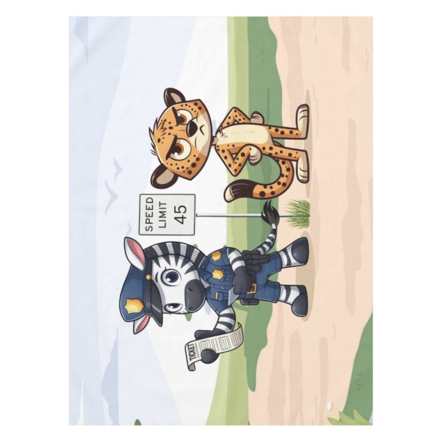 cute police zebra & cheetah tablecloth (Front)