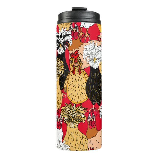 Cute Polish Chickens and Hens   Thermal Tumbler (Front)
