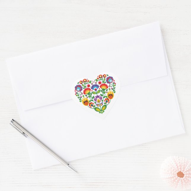💗Cute polish Folk Wycinanki heart Sticker (Envelope)