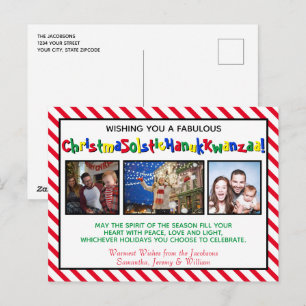 Cute Politically Correct Funny 3 Photo Holiday Postcard