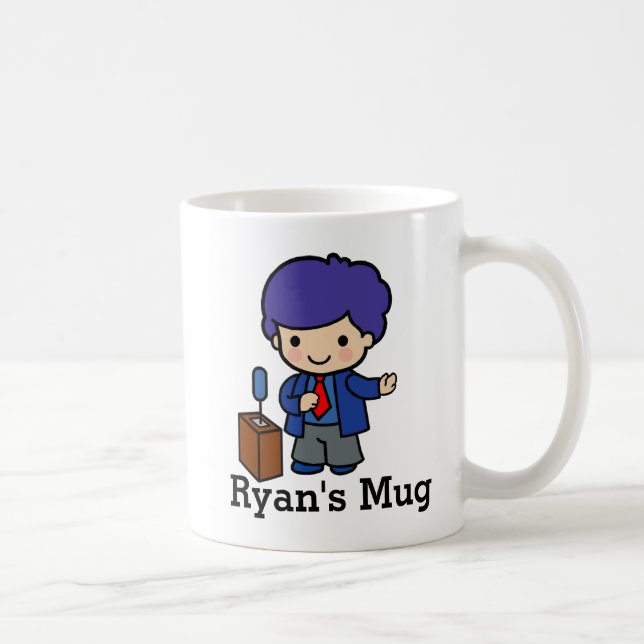Cute Politician/Speaker with Blue hair with podium Coffee Mug (Right)