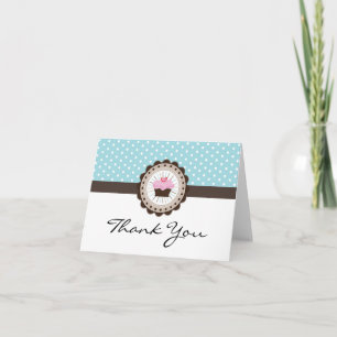 Cute Polk a Dot Cupcake Thank You Card