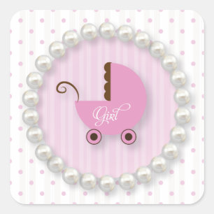 Cute Polka Dot and pearls Girl Baby shower Sticker
