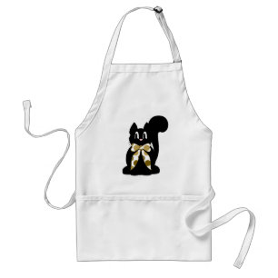 Cute Polka Dot Black Kitty Cat Apron