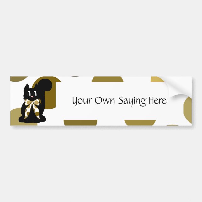 Cute Polka Dot Black Kitty Cat Bumper Sticker (Front)
