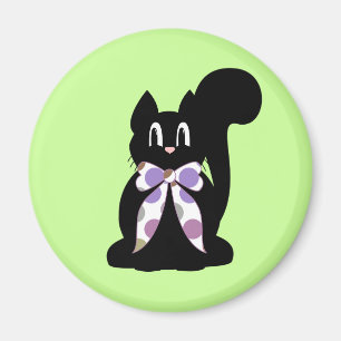 Cute Polka Dot Black Kitty Cat Magnet