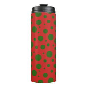 Cute polka dot Christmas Red Green pattern Thermal Tumbler