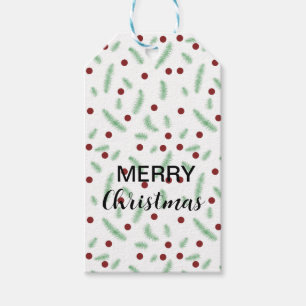 Cute polka dot Christmas tree Red Green pattern Gift Tags
