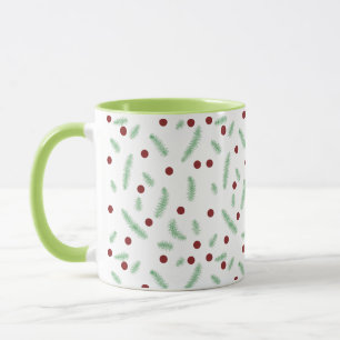 Cute polka dot Christmas tree Red Green pattern Mug