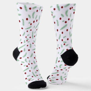 Cute polka dot Christmas tree Red Green pattern Socks