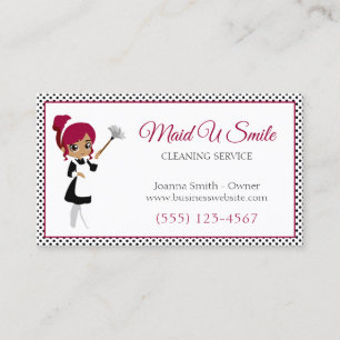 Cute Polka Dot Cleaning Maid Housecleaning Service Business Card