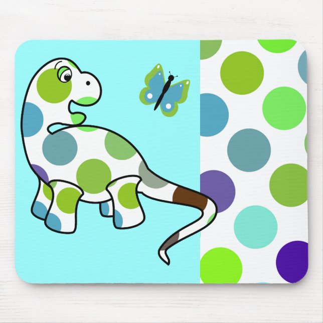 Cute Polka Dot Dinosaur Mousepad (Front)