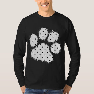 Cute Polka Dot Dog Paw Print White Black Splash Pe T-Shirt