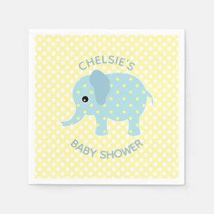 Cute Polka Dot Elephant Baby Shower Paper Napkins