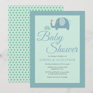 Cute Polka Dot Elephants Couples Baby Shower Invitation