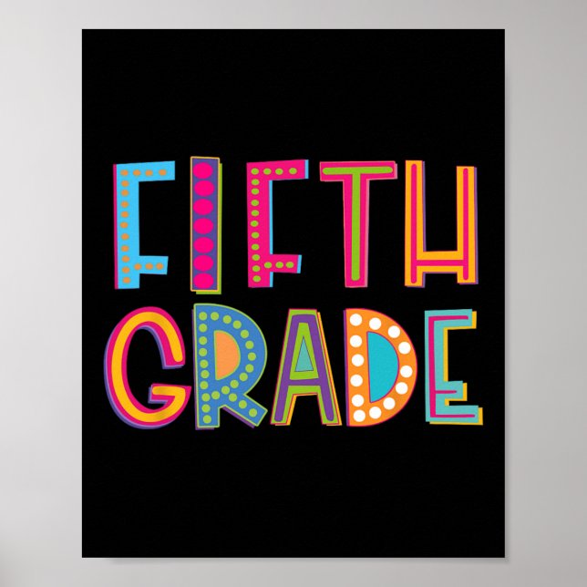 Cute Polka Dot Fifth Grade 5th Grade School Teache Poster (Front)