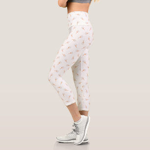 Cute Polka Dot Flower Pattern Capri Leggings