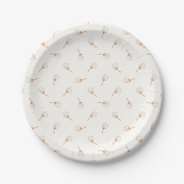 Cute Polka Dot Flower Pattern Paper Plate (Front)