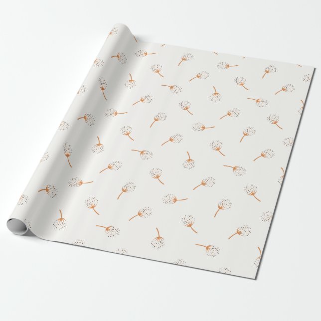 Cute Polka Dot Flower Pattern Wrapping Paper (Unrolled)