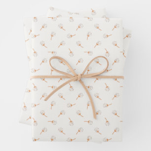 Cute Polka Dot Flower Pattern Wrapping Paper Sheet