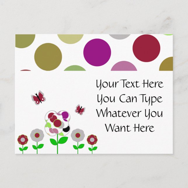 Cute Polka Dot Flowers Postcard (Front)