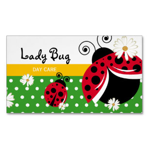 Cute Polka Dot Lady Bug Magnetic Business Card