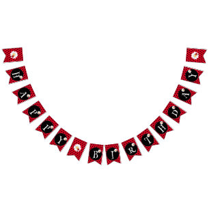 Cute Polka dot Ladybug Daisy Flower Birthday Party Bunting