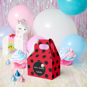 Cute Polka dot Ladybug Daisy Flower Birthday Party Favour Box