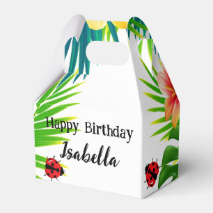 Cute Polka dot Ladybug Summer Flower palm Birthday Favour Box