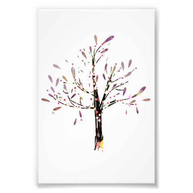 Cute Polka Dot Lavender Leaf Tree Photo Print (Front)
