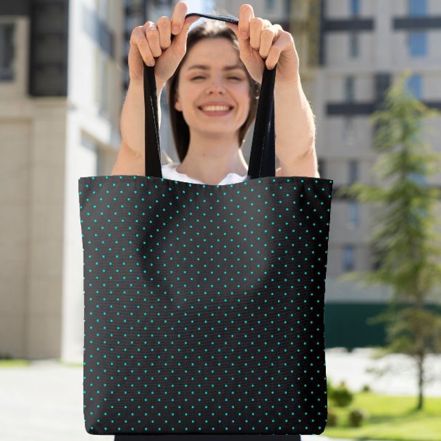 Cute Polka Dot Pattern Simple Modern Teal Black Tote Bag (Cute Polka Dot Pattern Simple Modern Teal Black Tote Bag)