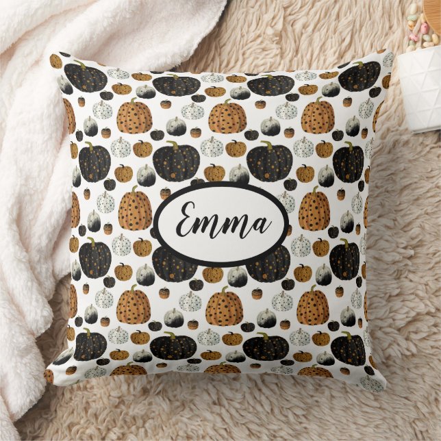 Cute Polka Dot Pumpkins Design Cushion (Blanket)